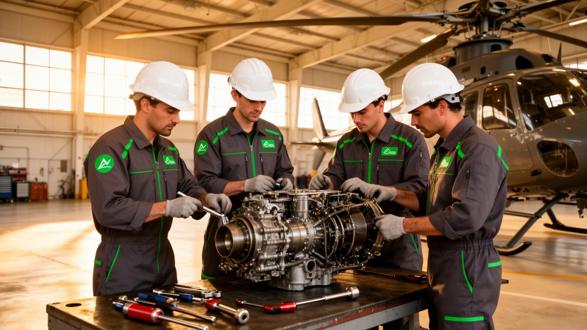 Equipe técnica ADS Latin no hangar